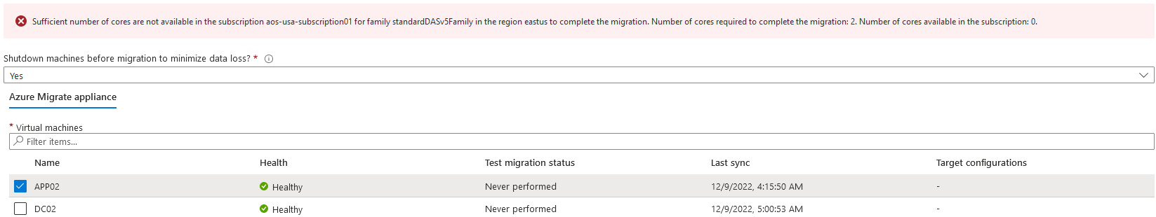 Insufficient cores available error